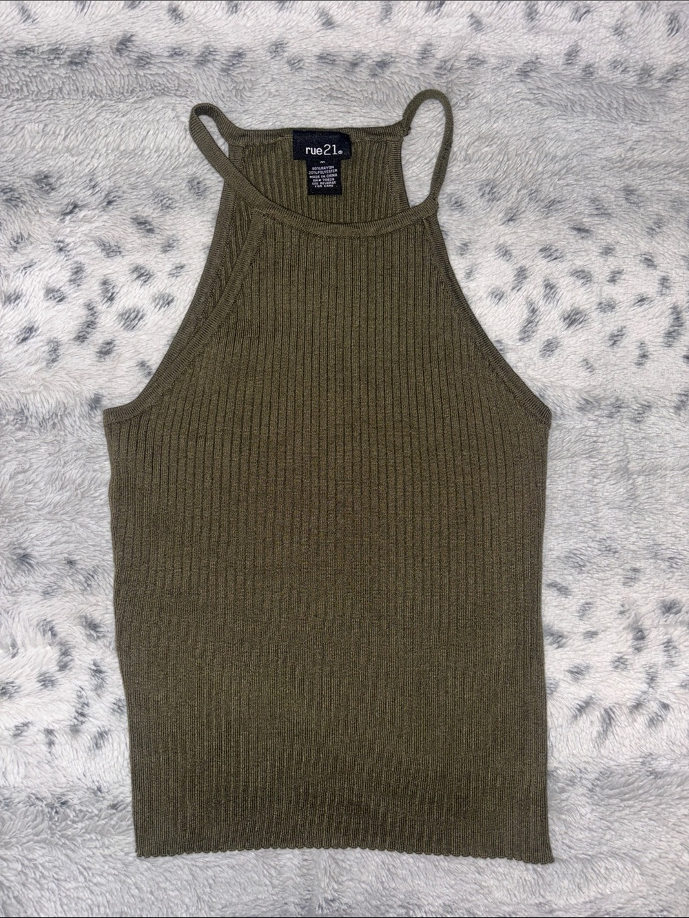 Rue21 Olive Ribbed Halter Tank